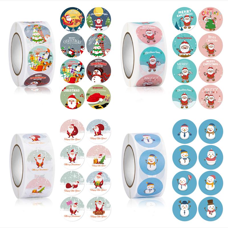 

Christmas Decorations Decoration Sticker 500pcs Gift Box Santa Claus Label Card Envelope Happy Year Navidad 2021