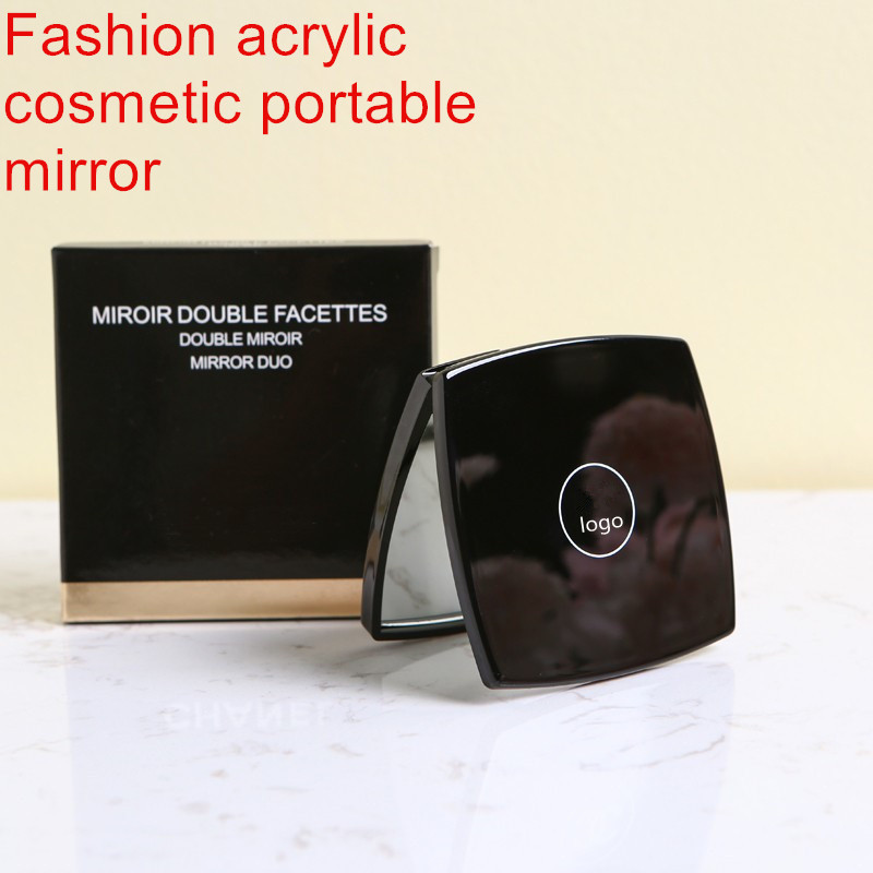 

Fashion acrylic cosmetic mirrors Folding Velvet dust bag mirror with gift box black makeup tools Portable classic style (Anita)