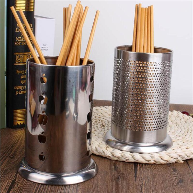 

Storage Bottles & Jars Kitchen Durable Stainless Steel Chopsticks Cylinder Tableware Boxs Rack Shovel Spoon Bucket Chopstick Holder Box Uten