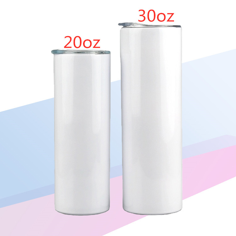 

USA WAREHOUSE 30oz Sublimation Totally Straight Tumblers Stainless Steel Tumbler Insulated Double Wall Vacuum Blank Cup FASTEST SHIPPING FROM US A16, White
