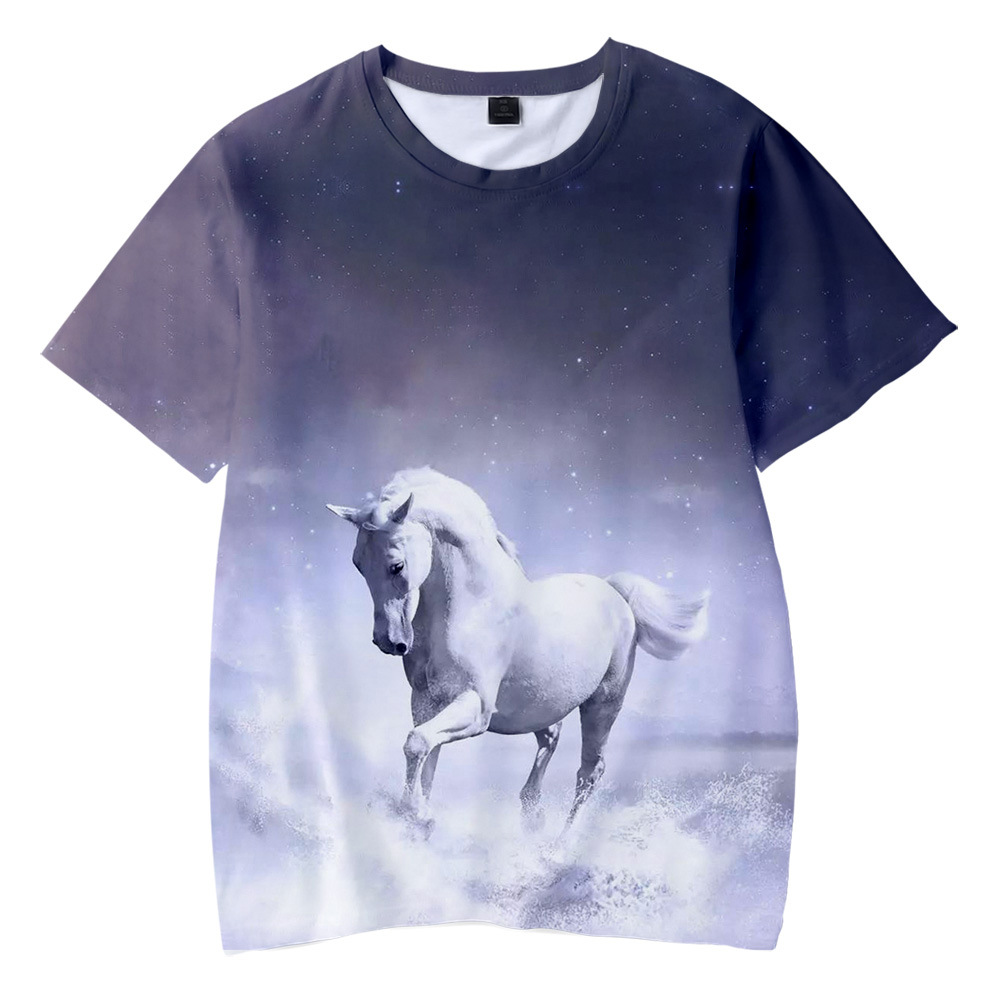 

Animal Horse 3d Print T Shirt Women Men Boys Girls Summer O-neck Short Sleeve Funny Tshirt Graphic Tees Streetwear Harajuku Tops, White;black