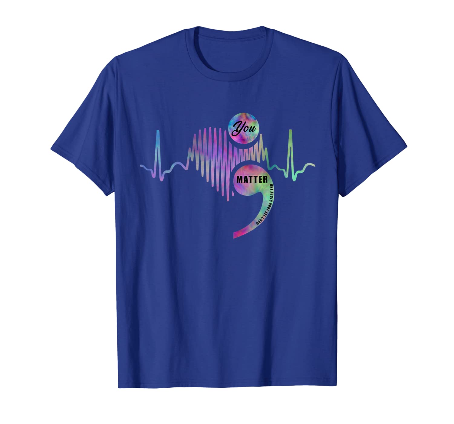 

you matter don't let your story end semicolon heart t-shirt, White;black