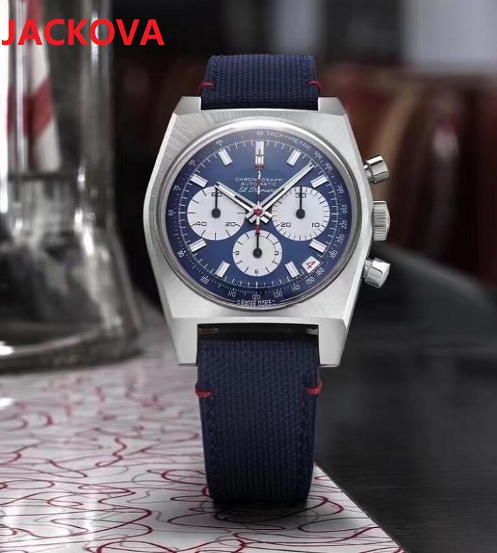 

Full Functional Japan Quartz movement Chronograph Fabric Nylon watch leather six stitches series All the dials work Luxury Men stopwatch gifts wristwatch, As pic