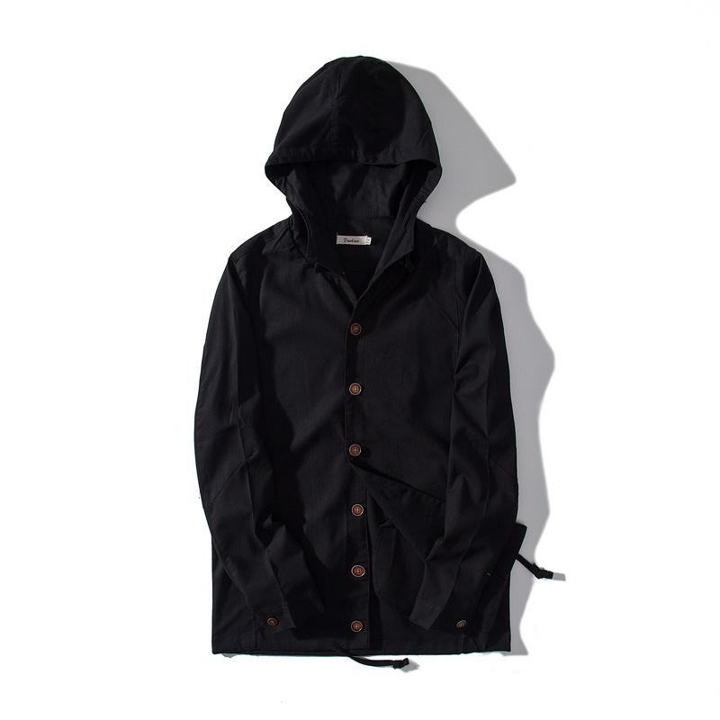 

Men's Jackets 2021 Autumn Chinese Style Casual Jacket Cotton And Linen Long-sleeved Thin Coat Men Brand Fashion Spring Outerwear, Dark blue