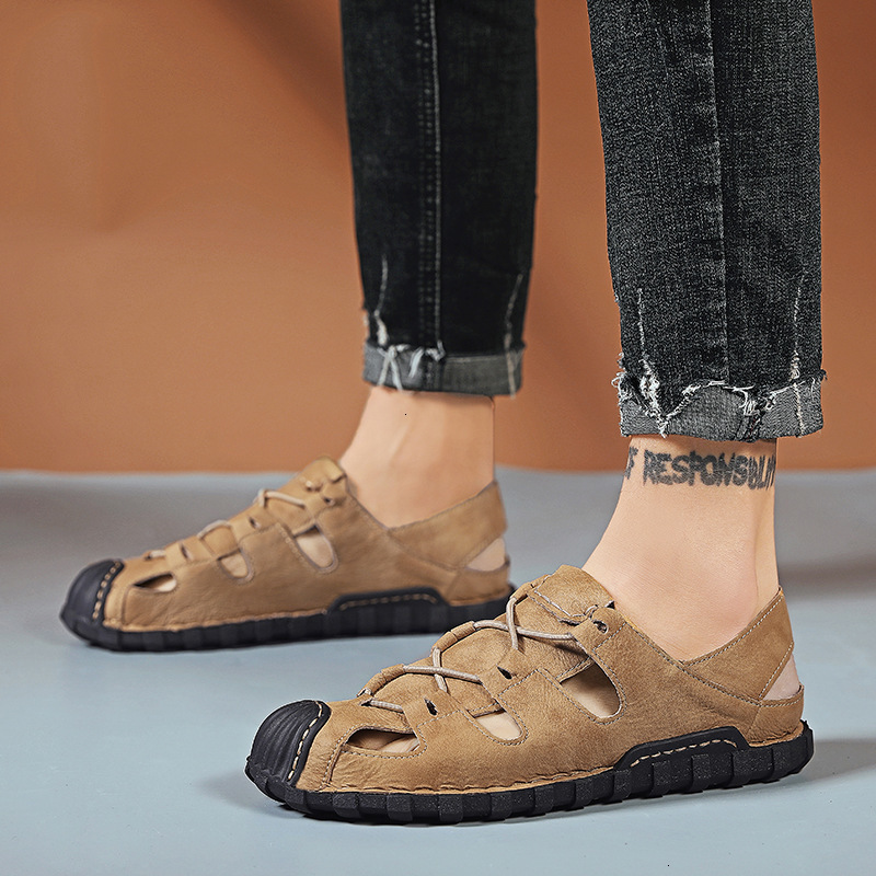 

men's Slippers summer Men's shoes sandals outdoor leisure Baotou beach soft sole breathable hole 9JTB, 1# shoe box