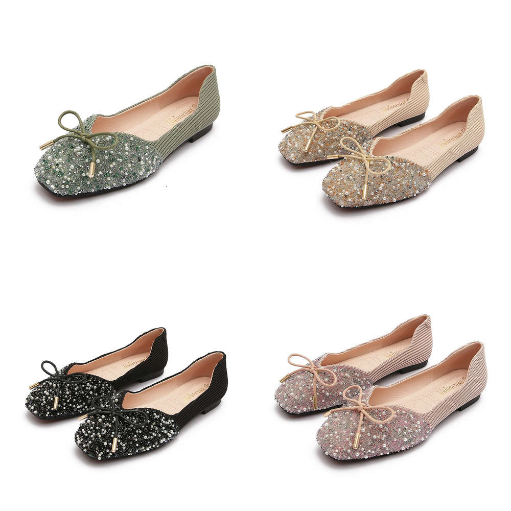 

Casual shoes Shallow mouth single shoes 2021 spring net red square head fashion bow foot flat bottom comfortable antiskid fairy Doudou SISP, Black