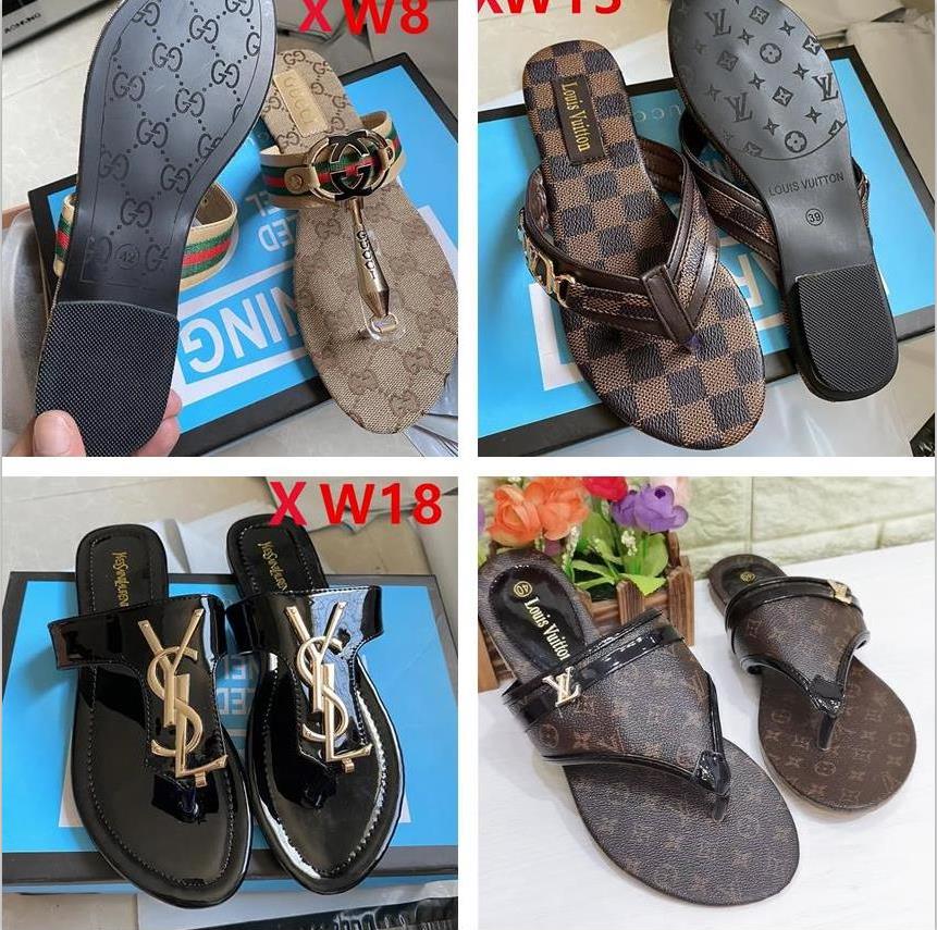 

GGLVLouisVittonYSLVUTTON women slippers designer Sandals Ladies brand Summer Flat Slides beach woman Slipper tory, A+