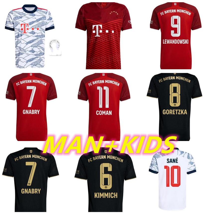 

fans player version 21 22 DAVIES bAyerN long sleeve soccer jerseys SANE Goretzka LEWANDOWSKI GNABRY MULLER Musiala COMAN football shirt Men Kids kit 2021 2022 tops