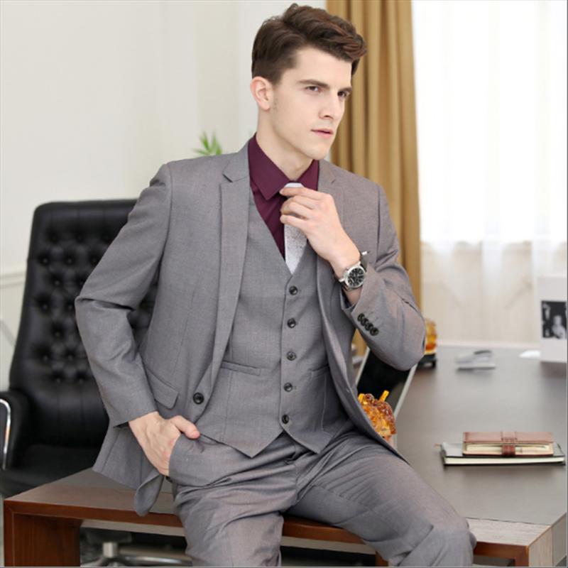 

Men's Suits & Blazers Custom Made Light Grey Men Suit Lapel Groom Tuxedos Groomsmen Mens Blazer Wedding Dress Prom Clothing (Jacket+Pants+Ve, Custom color