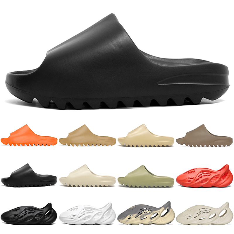 

2021 Kanye Sandals Men Women Slides Slipper Children Kids Shoes Triple Black White Red Resin Bone Desert Sand Girls Boyes Slippers Size 32-47, #2 bone 32-47