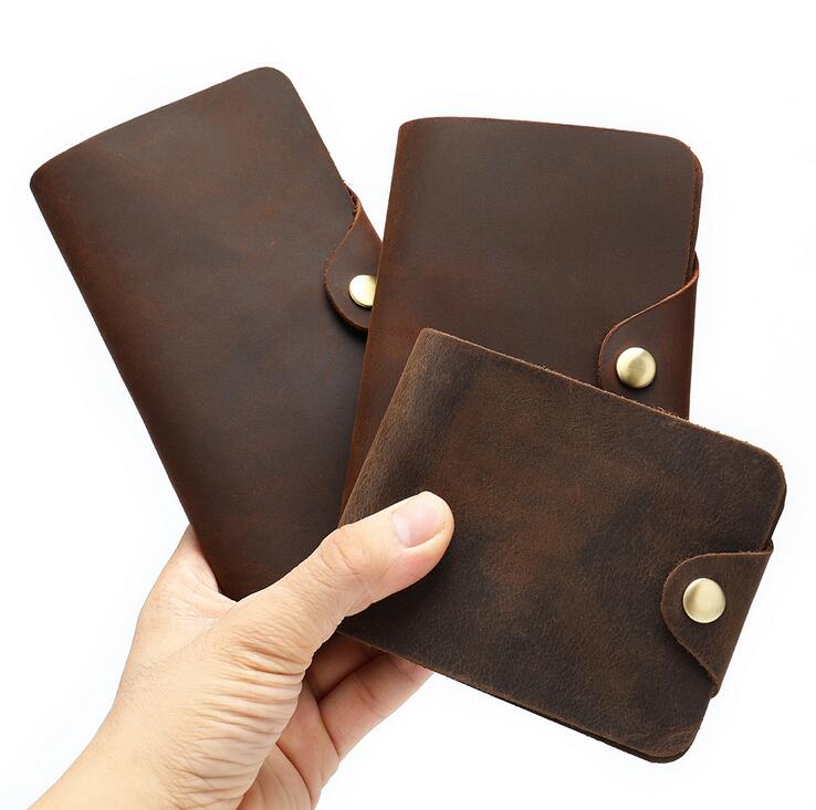 

Genuine Leather Men's Wallet Long Crazy Horse Leathers Retro Wallets Clutch Coin Purse Short Design 5864