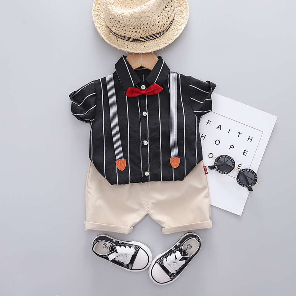 

Boys' Short Sleeve T-Shirt Baby Lapel Shirt Shorts Set summer boys' polo shirt children's wear, White