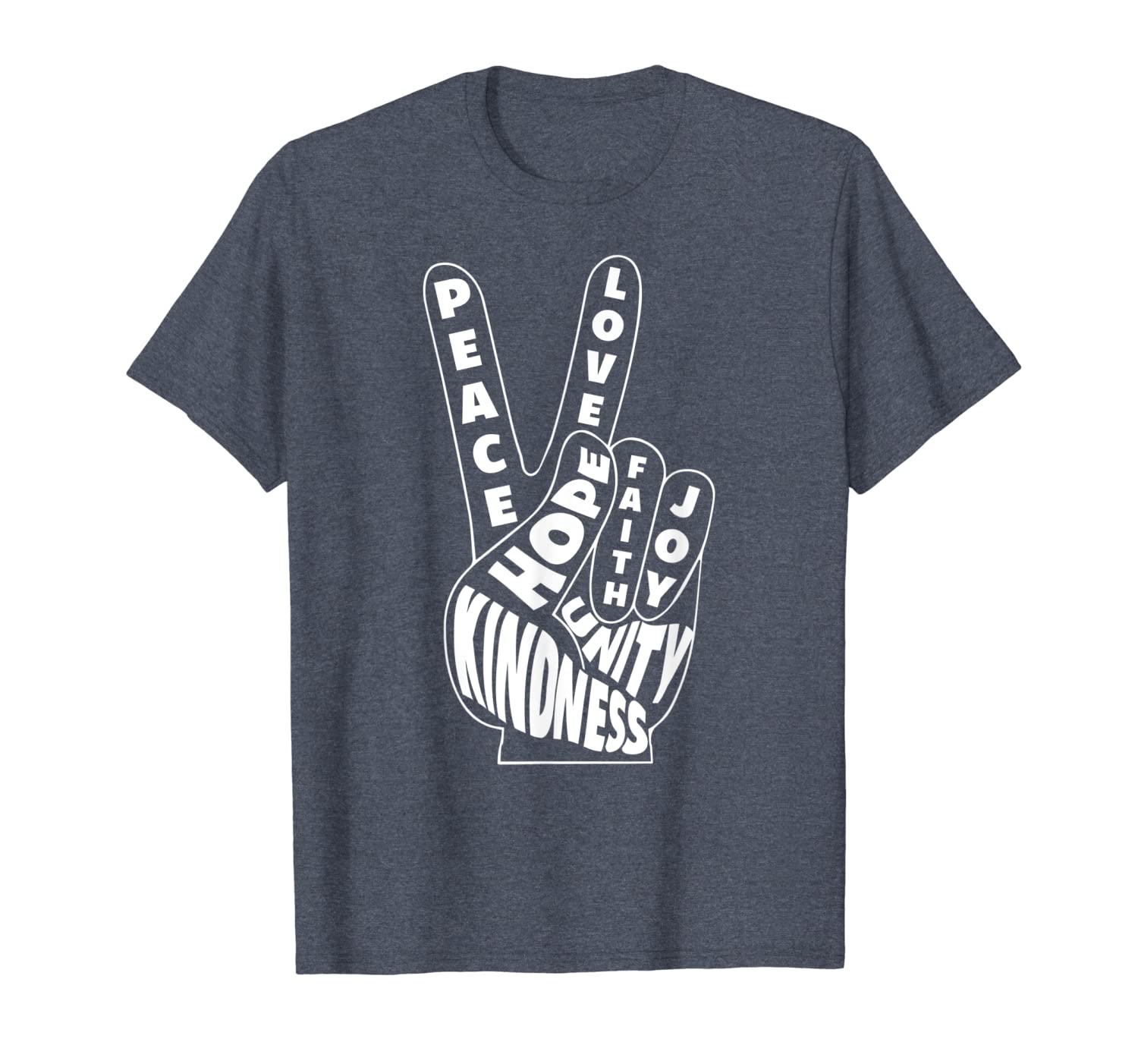 

peace love hand sign kindness unity 60s retro t-shirt, White;black