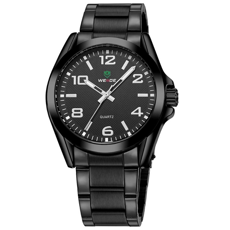 

Wristwatches Fashion Brand WEIDE Hombre Sport Watch Men Quartz Analog Display Full Steel Strap 3ATM Water Resistant Wristwatch Relogios, White