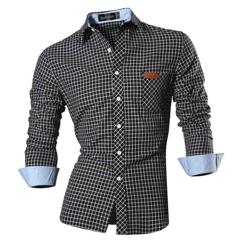 

jeansian Spring Autumn Features Shirts Men Casual Jeans Shirt Arrival Long Sleeve Slim Fit Male 8615 210721, Z034-winered