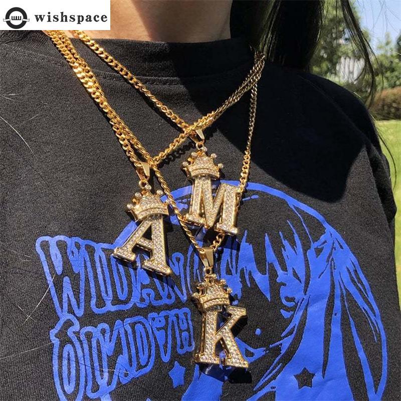 

Pendant Necklaces 2022 Crown 26 English Letters Alloy Inlaid Crystal Necklace Simple Fashion Choker Sweater Chain Jewelry, Silver