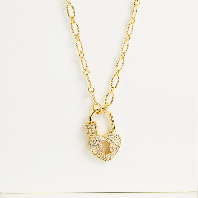 

Pendant Necklaces 2pcs Exquisite Punk Lock-shaped With Miniature Zircon Necklace