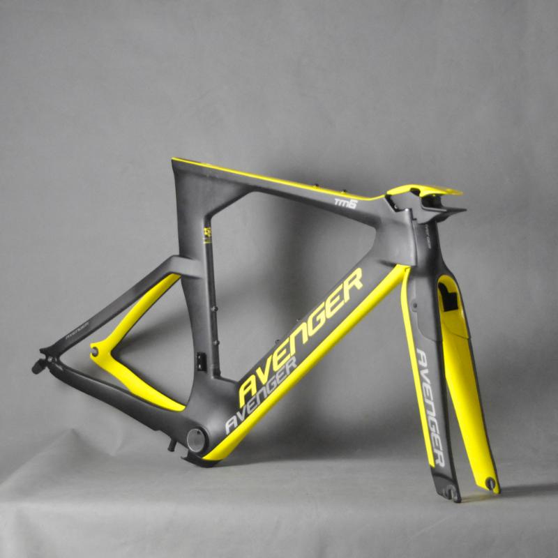 

Bike Frames 700C Frameset Frame Time Trial Triathlon Bicycle Part Carbon Yellow Painting TM6 With Handlebar Seatpost, 58cm bb86 ud matt