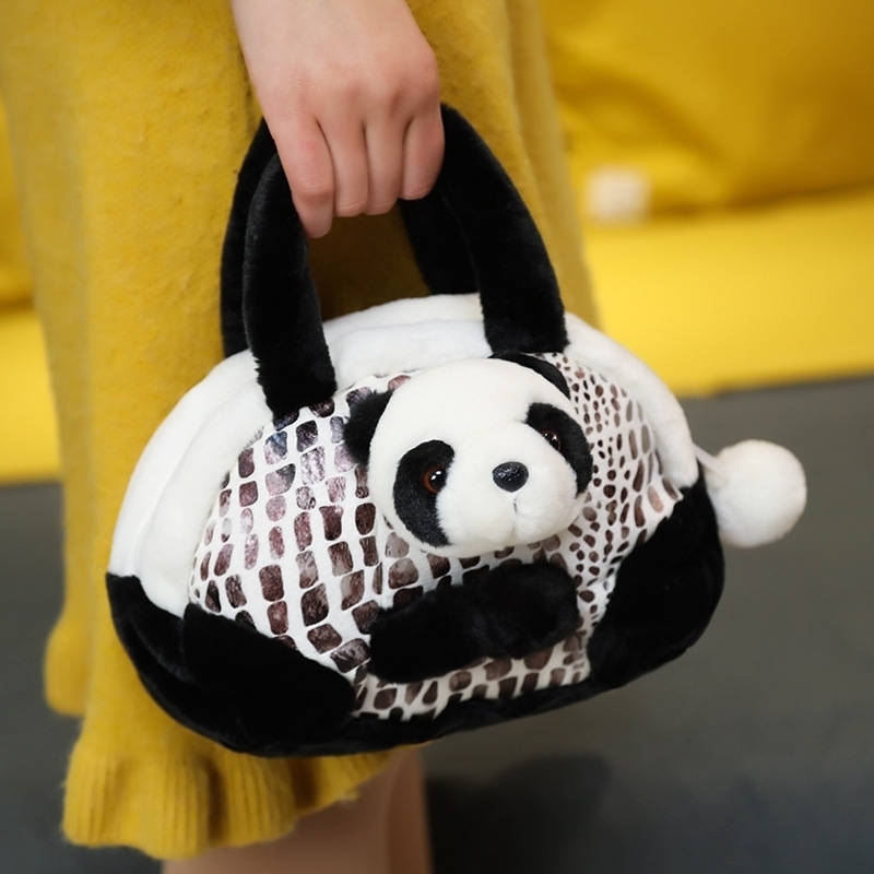 

Cute cartoon plush toy schoolbag panda shape children's travel bag, Red