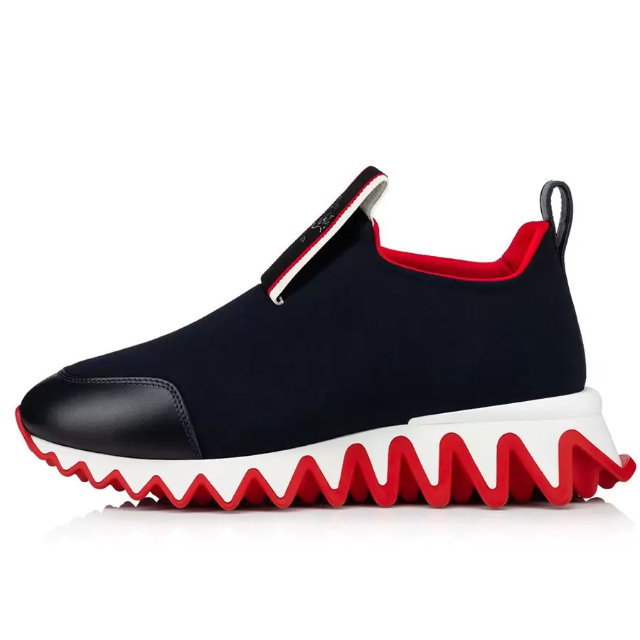 

Luxury Classic Red Bottom Dress Shoes Loubi Shark Tiketa Run Flat Bottoms Fashion Outdoor Sports Couple Party Men Women Elastikid Leather Design Casual Sneakers