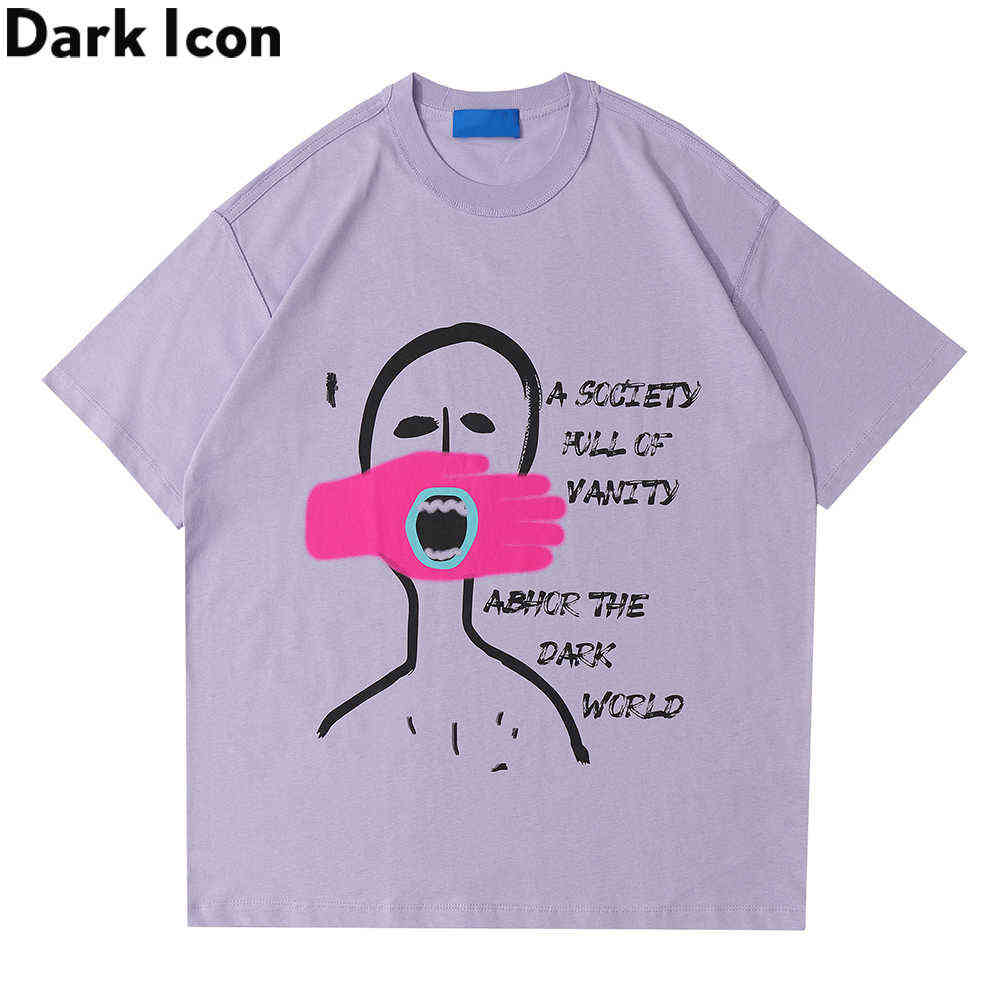

Cartoon Print Hip Hop Tshirt Men Women Round Neck Hipster T-shirts Tee Shirts Man 210603, Purple