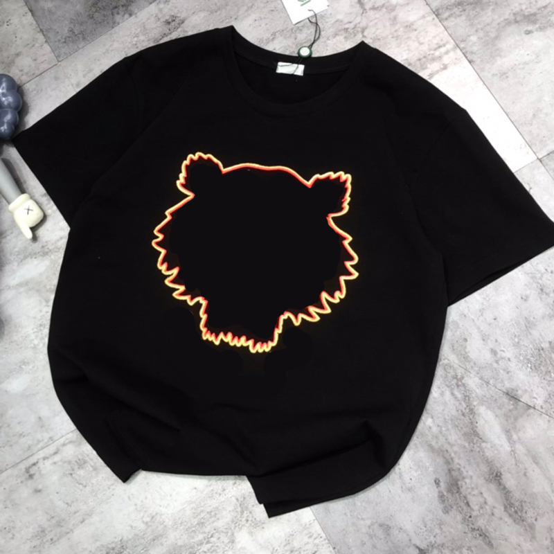 

Men T Shirt Cracked Tiger Pattern Print Summer Ins Tiktok Hot Short Sleeve Unisex Man Woman Tees, Black