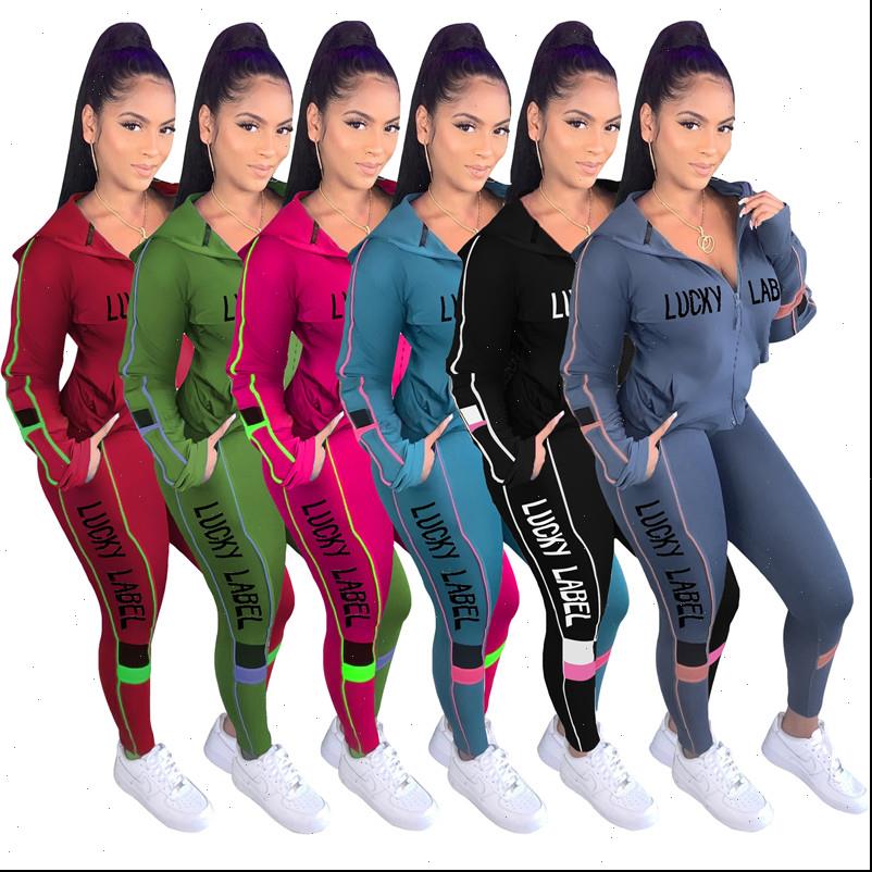 

lucky label two piece set womens tracksuits fall clothes sweatsuit jacket sport pants fitness outfit matching wholesale dropshpping, Gray