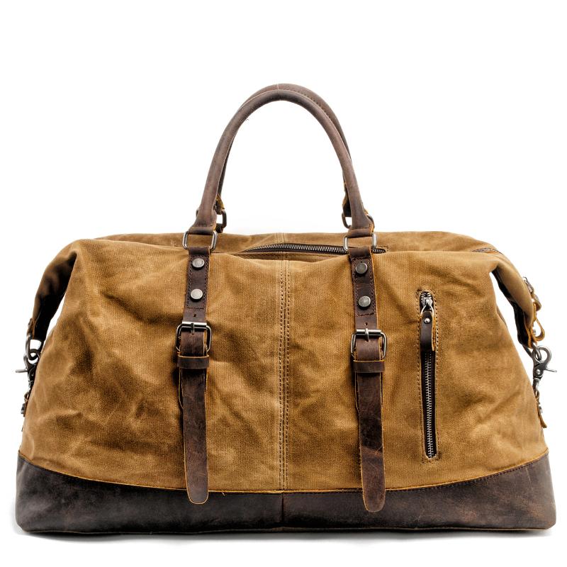Duffel Bags MUCHUAN Men Travel M Hand Luggage Canvas Leather Shoulder Large Capacity Weekend Overnight-image-703680535