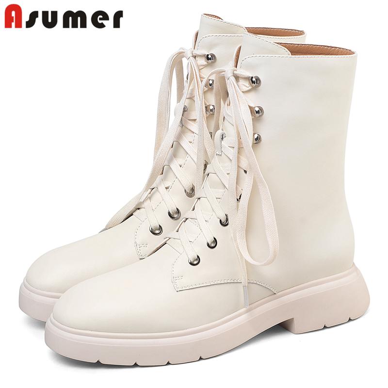 

Boots Asumer Size 34-42 Lace Up Women Fashion Autumn Winter Ladies Ankle White Black Flat Casual Shoes Female