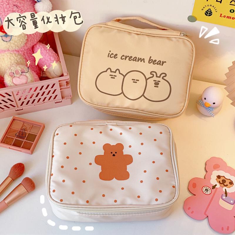 

Bentoy Milkjoy Korea Cute Bear Girls Cosmetic Case Large Capacity Make Up Bag Home Storage Makeup Brush Compartment Pocket Bags & Cases