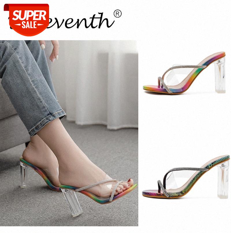 

woman shoes european and american style transparent crystal with colorful snake pattern rhinestone high-heeled sandals for women #zs62, Black