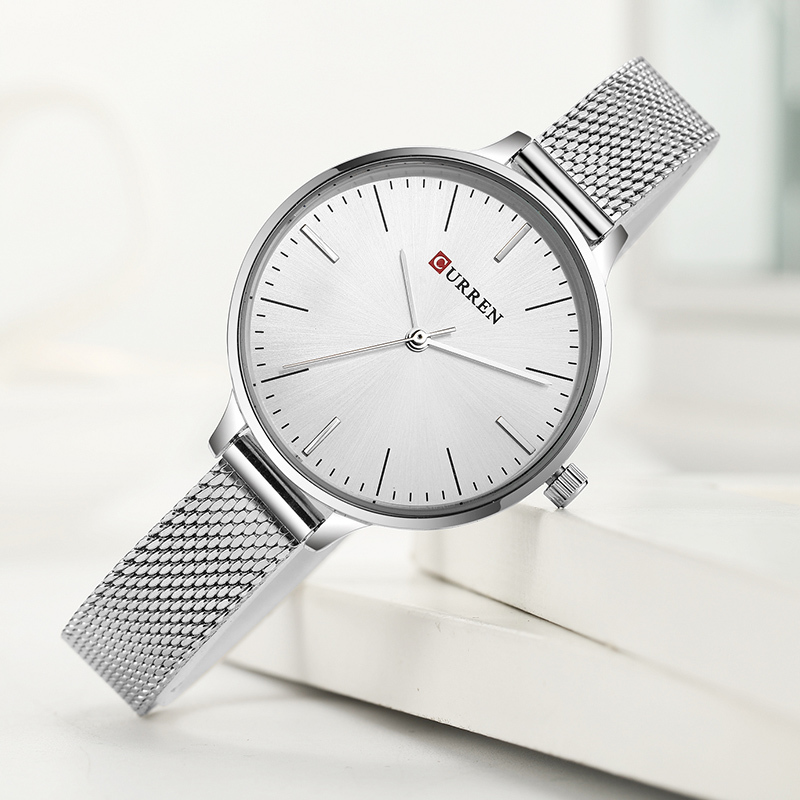 

CURREN Top Luxury Brand Women Quartz Watch Ladies Simple Dress Wristwatches Relogio Feminino 210517, Silver gray