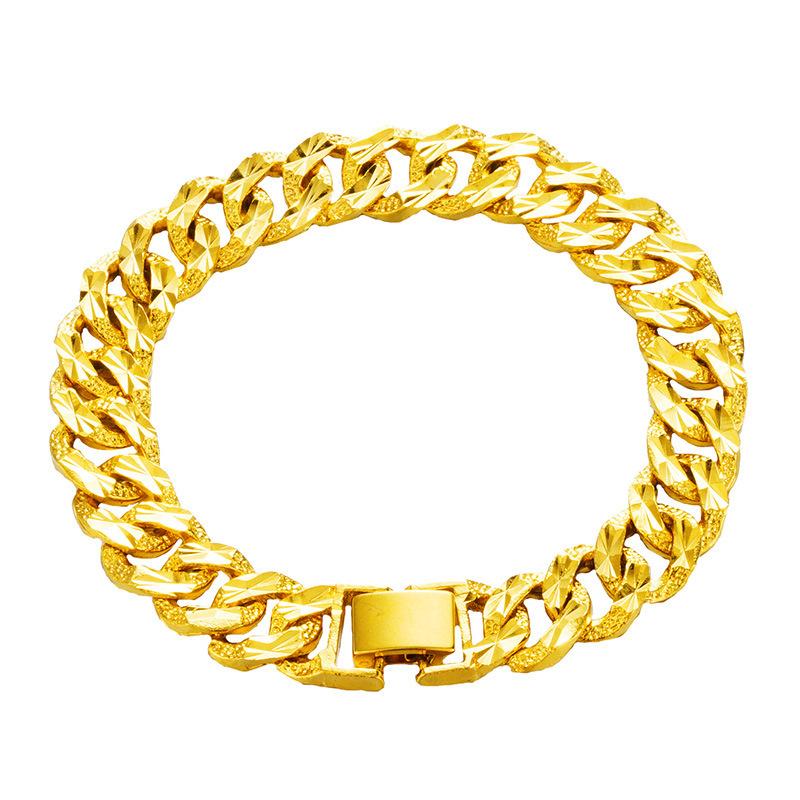 Beaded, Strands Men&#039;s Biker Gold Color Copper Link Chain Bracelet Africa Dubai Bangles Jewelry-image-704638957
