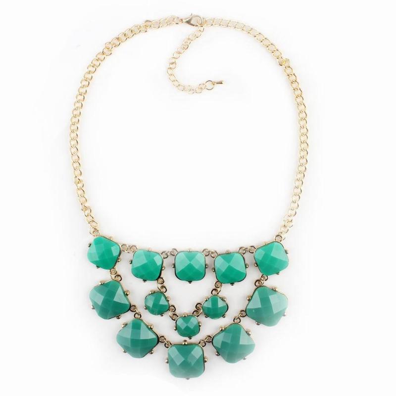 

Pendant Necklaces Fashion Bib Gold Color Chain Necklace Chunky Handmade Geometric Statement Women Jewelry