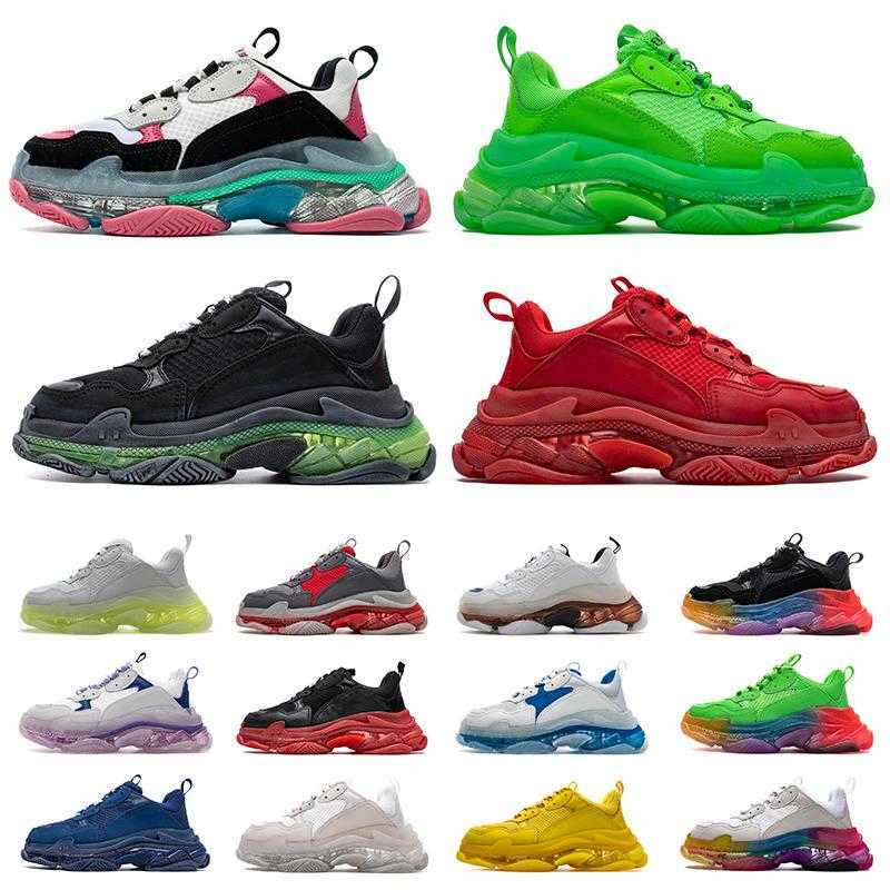 

Fashion Men Women Casual Dad Shoes Red Neon Green Triple-S Designer Sneakers Triple S Black Pink Crystal Clear Clean Sole Bottom Paris Platform Luxury Chaussures, Customize