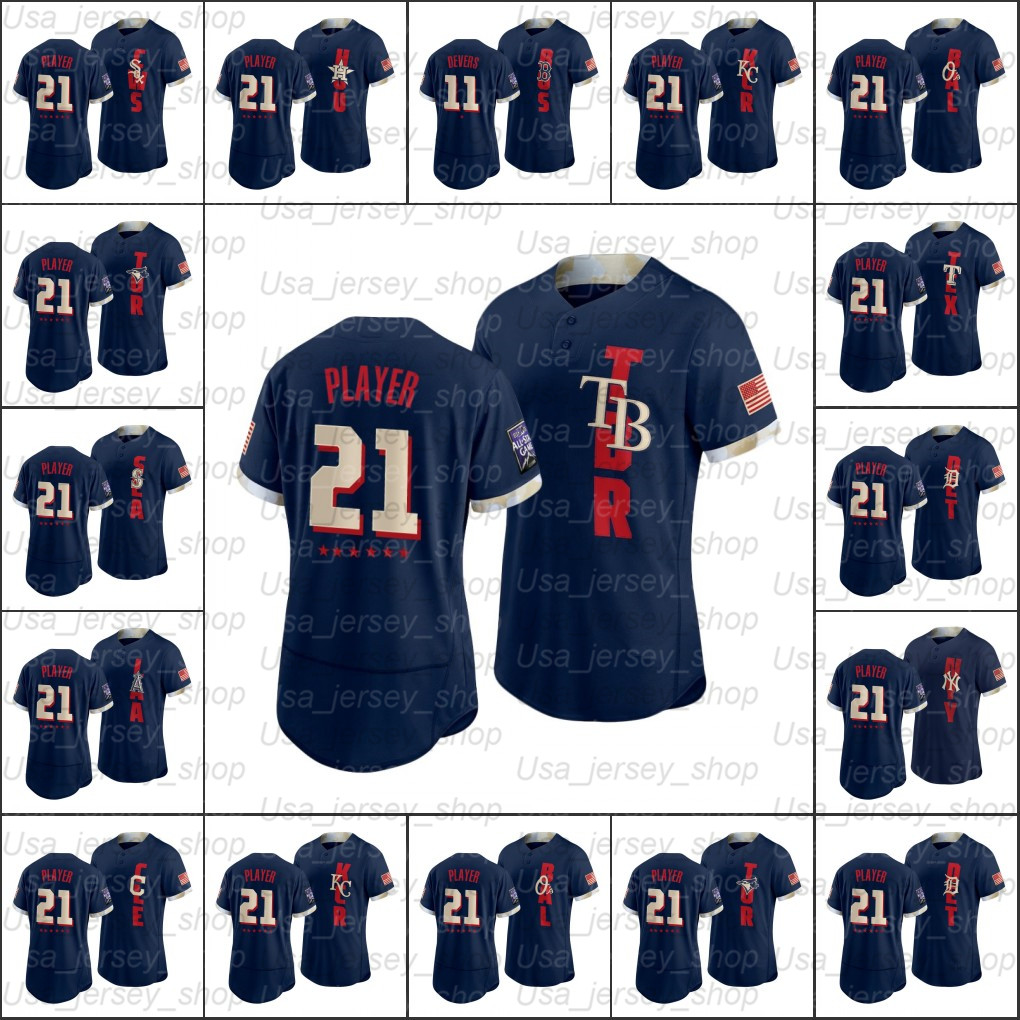 

Custom 2021 All Star Game Navy Flexbase Baseball Authentic Jerseys Double Stitched Embroidery Men Women Youth II, As photo