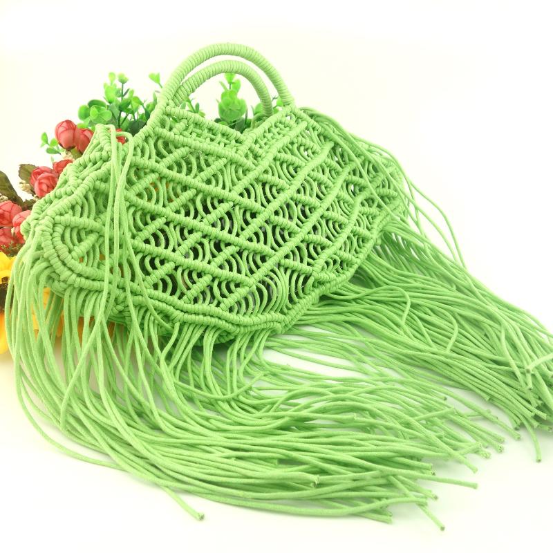 

Evening Bags Hollow Cotton Rope Woven For Women Designer Luxury Tassel Bag Fashion Women's Handbag Handmade Straw Shoulder Purses