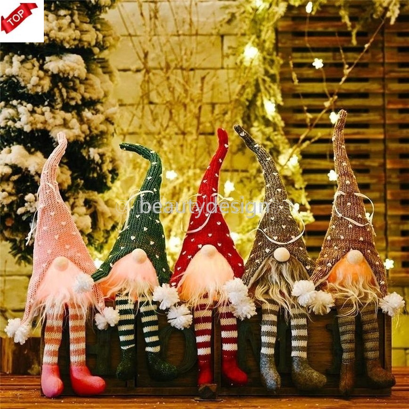 

24 Hours Shipping!! ED Light Christmas Tree Wool Gnome Doll Pendants Ornaments Knitting Crafts Kids Gift Xmas Party Decorations CO25re
