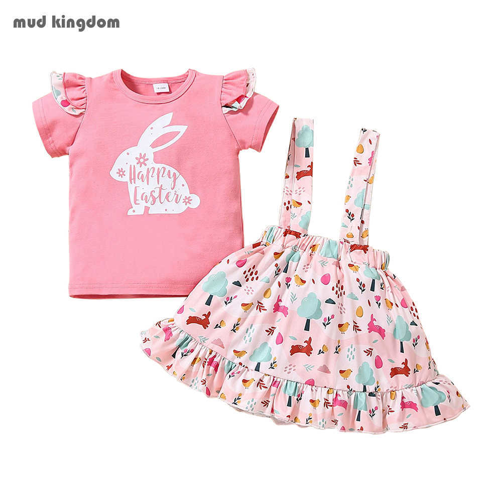 

Mudkingdom Cute Girls Clothes Sets Candy Rabbit 2Pcs Kids Girl Skirt Outfit White Pink 210615