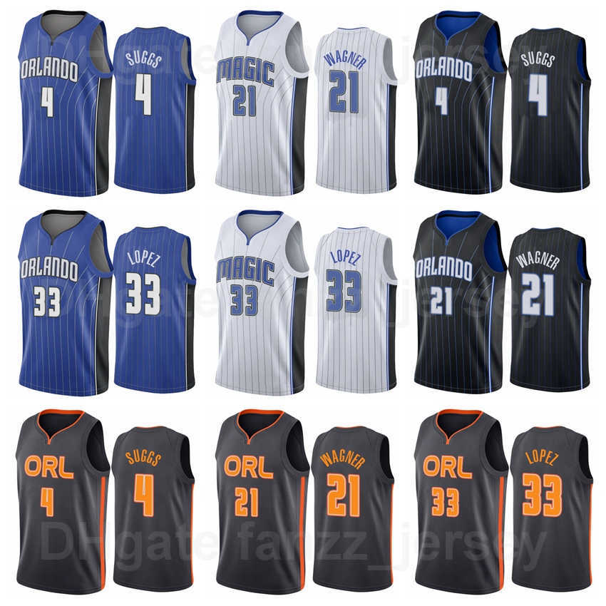 Men Kids Women Printed Basketball Jalen Suggs Jersey 4 Robin Lopez 33 Franz Wagner 21 Pinstripe Black Blue White Team Color Breathable For Sport