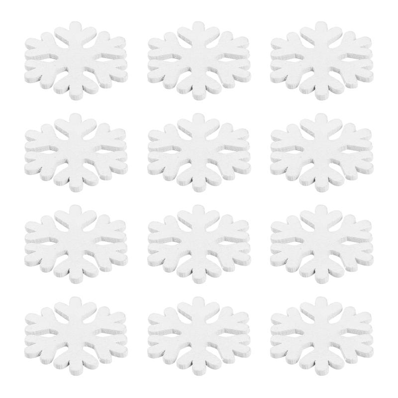 

Christmas Decorations OYARD 100PCS Mini Snowflake Wooden White Snow Flake Craft Decoration Supplies