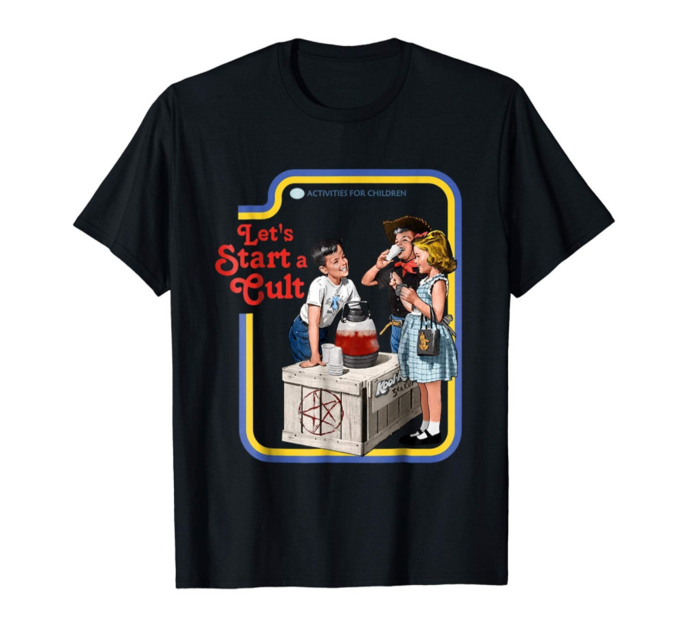 

R1 Let's Start A Cult Activities For Children Halloween Witch Black T-Shirt S6XL, White;black