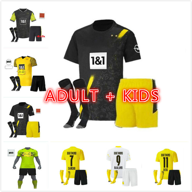 

men + kids kit Borussia 20 21 HAALAND REUS dortmund soccer jersey 2021 fourth football shirts BELLINGHAM SANCHO HUMMELS BRANDT 4TH maillot de foot, 21/22