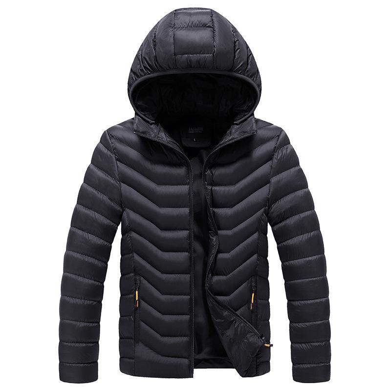 

men's down & parkas cotton clothes 2022 autumn winter thickened light fit casual detachable collar fashion warm solid color zipper blac, Black