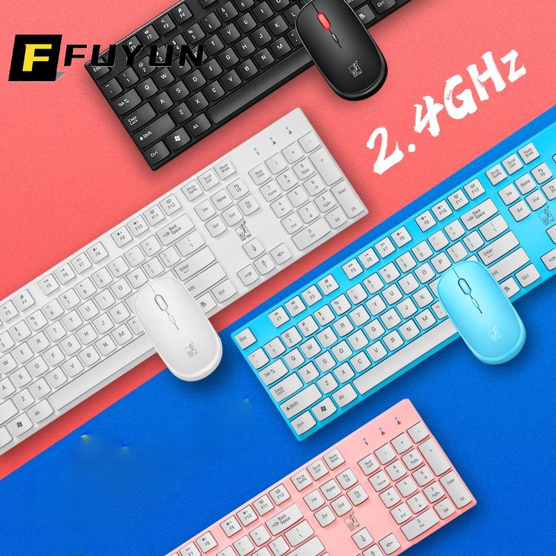 

Keyboard Mouse Combos FUYUN Wireless For Computer Laptop Stylish Mini Portable Slim Quiet Office Lady Gifts F81