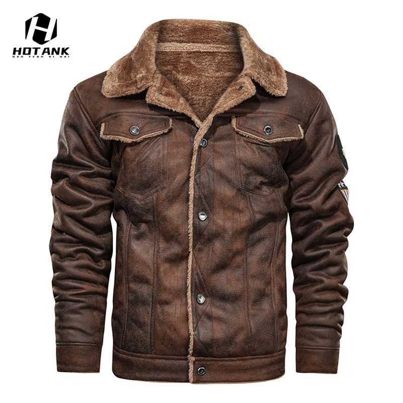 

Autumn Winter Air Force Pilot Leather Jacket Men Thick Warm Military Bomber Tactical Pu Jackets Mens Coat Brand Clothing 211025, Mgh01brown