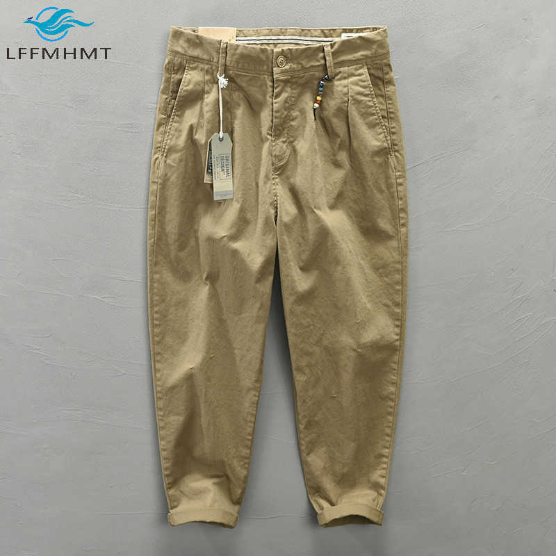 

Men Autumn Fashion Solid Color Korean Style Harem Pants Male Harajuku Casual Loose Mid Waist Wild Slim Fit Cotton Pencil Trouser 210702, Tz301 khaki