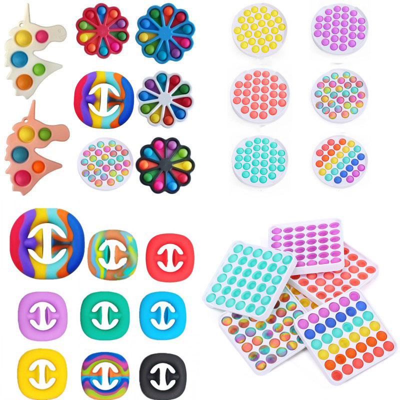 

Unicorn Butterfly Flower Gift Sets Shape Push Fidget Bubble Toys Sensory Dimple Key Ring Finger Toy Keychain Squeeze Bubbles Spinner Large coll 1508 T2