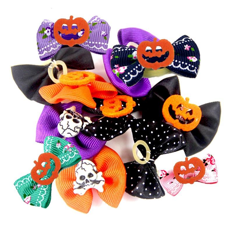 

Dog Apparel 10 Pcs/lot Cloth Bowknot Rubber Bands Hair Headwear For Pets Cat Dog, Pet Grooming Accessories Halloween