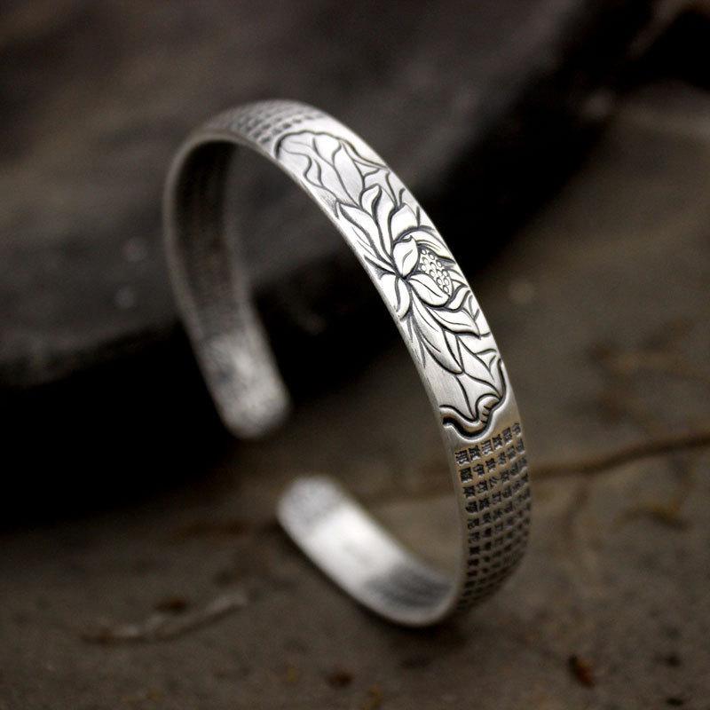 

Bangle FMILY Ethnic Style 925 Sterling Silver Simple Lotus Bracelet Retro Fashion Temperament Elegant Jewelry For Girlfriend Gifts
